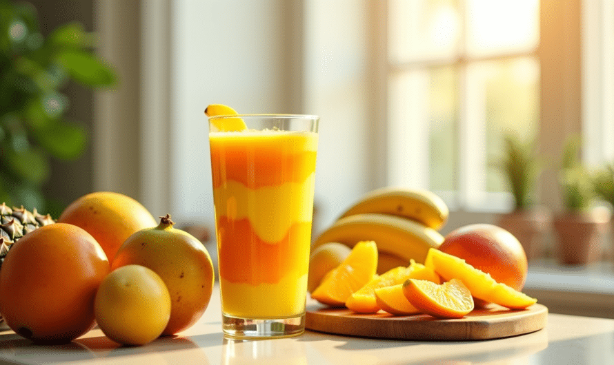 Recette de smoothie énergisant à base de fruits tropicaux frais