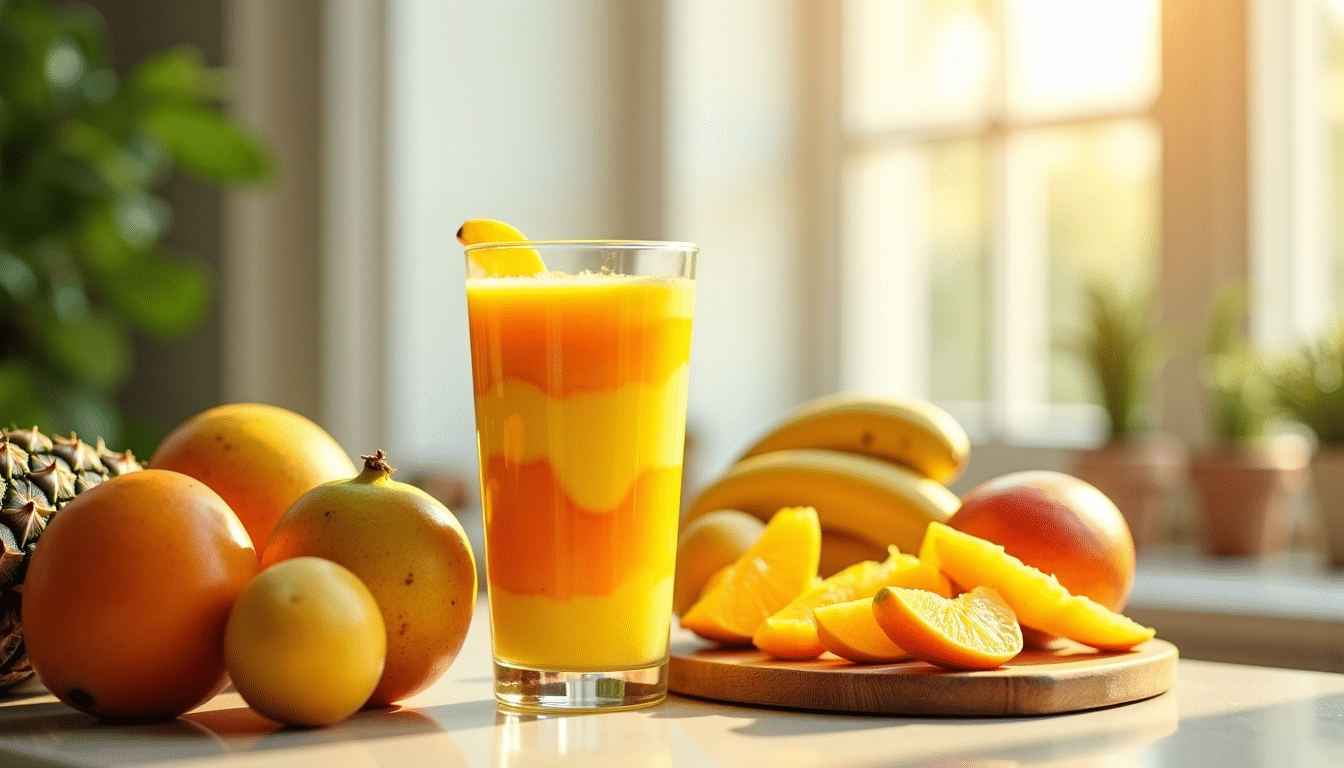 Recette de smoothie énergisant à base de fruits tropicaux frais