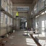 a room with scaffolding and scaffolding on the walls