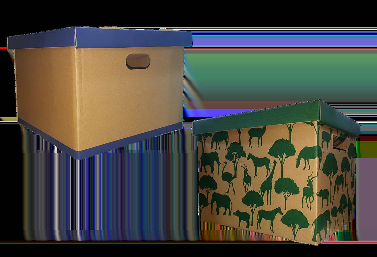 Des cartons de déménagement empilés dans une pièce Des cartons de déménagement empilés dans une pièce
